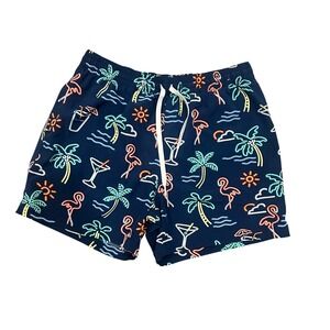 Chubbies Neon Nights Swim‎ Trunks Medium Flamingo Palm Trees Tropical